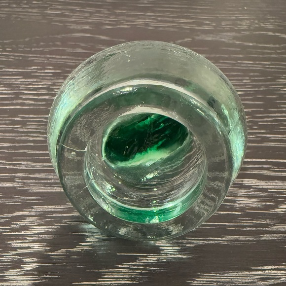 Large Handmade Green Glass Fly Wasp Bee Catcher Jar w/ Leaf Topper - Picture 4 of 5